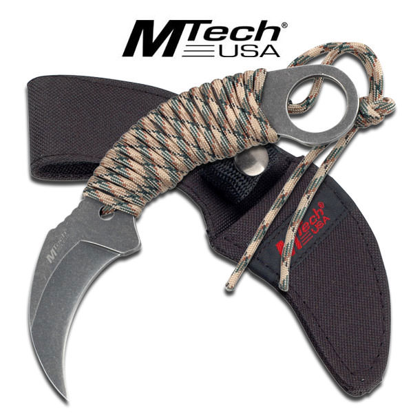 Paracord Wrapped Gray Stone Karambit Tactical Fixed Blade Knife - Tophatter's Army Products & Self Defense Collectible Weapons - Tophatter Daily Deals